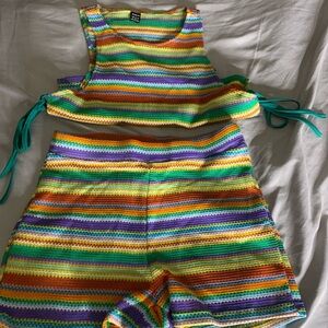 SHEIN Multicolor Striped High Waist Shorts